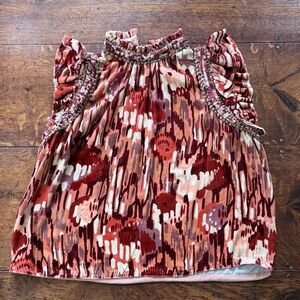 Ulla Johnson Velvet Ruffle Top in Red and Cream